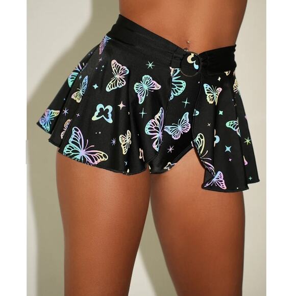 iHeartRaves Black Lucid Flight Rainbow Reflective Skirt Size XS - Picture 11 of 11